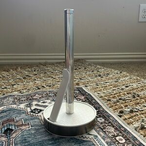 Silver and White Paper Towel Holder